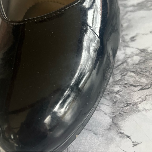 Kelly & Katie Pumps 9.5W Black Patent Faux Leather Platform Comfort Work Wide - Picture 12 of 13